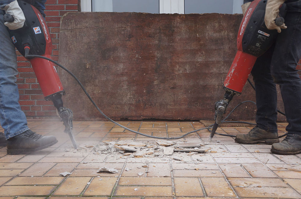 Jackhammering tile floor
