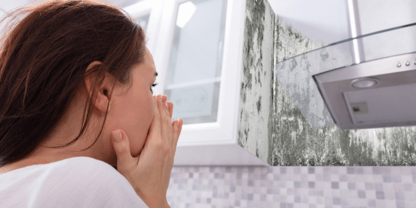 Woman Looking At signs of Mold On Wall